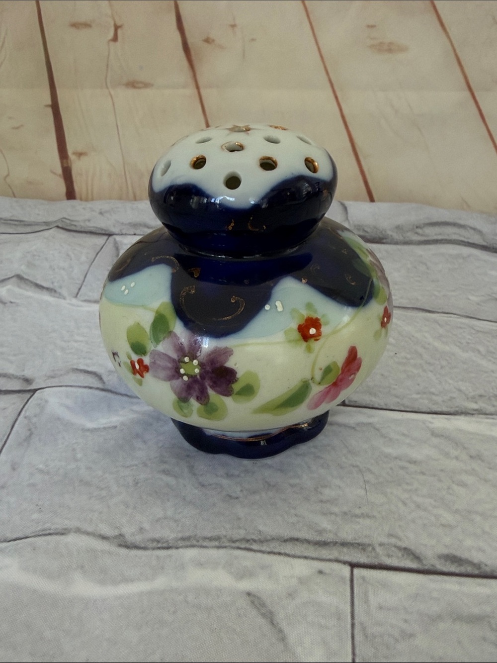 40’s VINTAGE Hand Painted floral powder shaker vanity decor/salt shaker